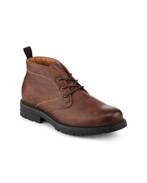 Pavers Lace Up Casual Block Heel Chukka Boots - Brown