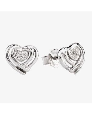 Rosa Lea Pave Wrapped Hearts Stud Earrings Bj-E3132C - Metallic