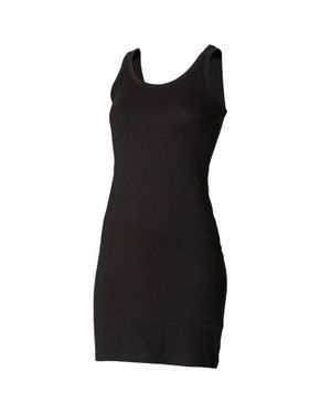 Skinni Fit Extra Long Stretch Tank Top Vest - Black