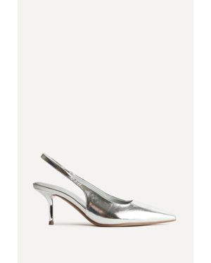 Linzi Highlight Faux Leather Slingback Court Heels - White