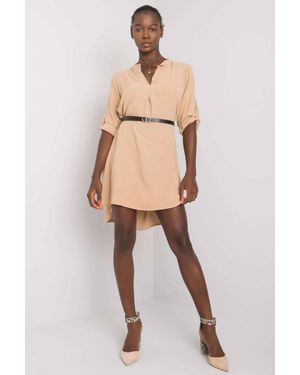 Love Lace Summer Straight Cut Day Dress With Belt - Natural