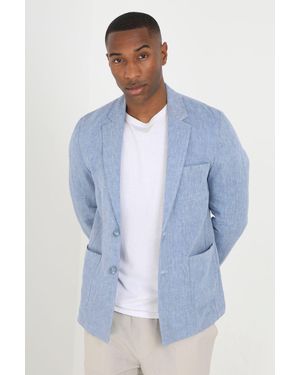 Brave Soul Button Through Chambray Blazer - Blue