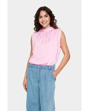 Saint Tropez Aileen Sleeveless High Neck Top - Blue