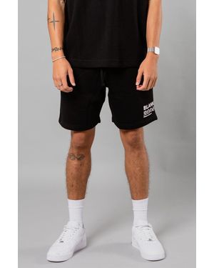 Blank Essentials Cotton Blend Shorts With Graphic Print - Black