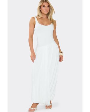 EGO Double Layered Sleeveless Double Layer Maxi Dress - White