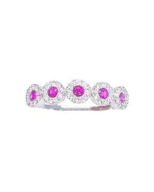 Raina Jewels 18Ct Round Diamond & Ruby Five Stone Ring 0.45Ct - Purple