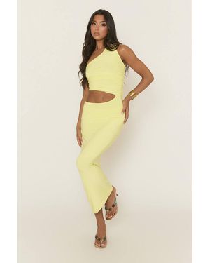 Rebellious Fashion Cut Out Side Asymmetric Maxi Dress - Yellow