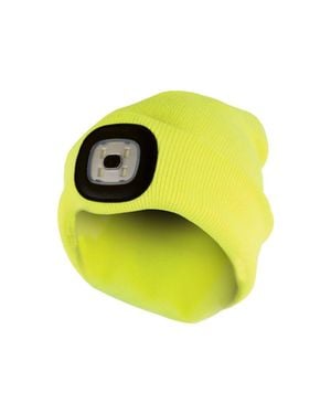 Sock Snob Winter Knit Beanie Hat With Led Light Torch - Yellow