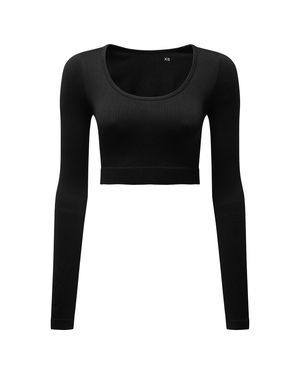 Tridri Ribbed Seamless 3D Crop Top - Black