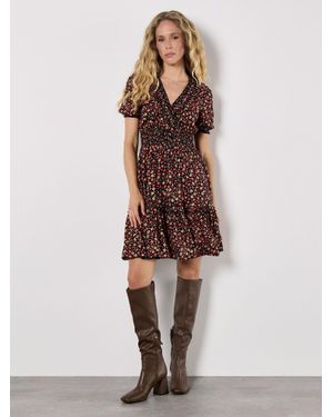 Apricot Ditsy Floral Smocked Mini Dress - Natural