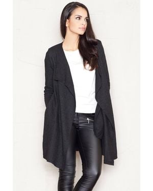 Love Lace Warm Wool Knit Jacket With Shoulder Pads - Blue