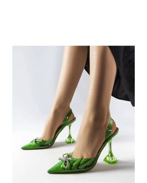 KDMD Summer Transparent Slip On High Heel Court Shoes With Elevated Heel - White