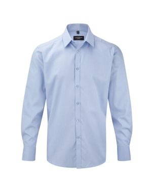 Russell Collection Herringbone Long-Sleeved Shirt - Blue