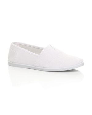 AJVANI Flat Heel Beach Shoes Canvas Court Shoes Espadrilles - White