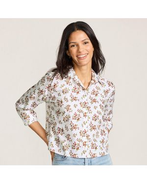 Lands' End Boxy Cropped Non-Iron Shirt - White