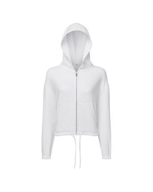 Tridri Cropped Oversized Full Zip Hoodie - White