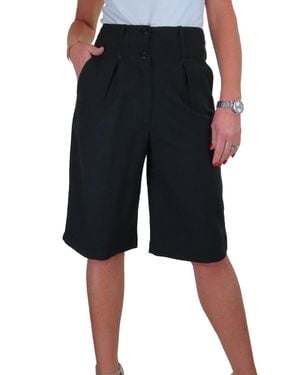 Paulo Due Tailored Wide Leg Knee Shorts - Black