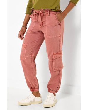 Joe Browns Slim Leg Trim Detail Comfy Cargos - Red