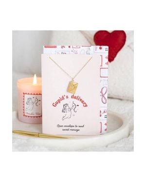 KDMD Love Letter Locket Necklace On Greeting Card-Heartfelt Valentine Gift - Pink