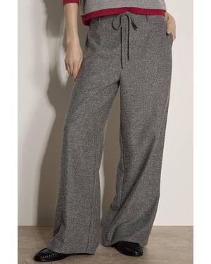 Apricot Wide-Leg Herringbone Trousers - Grey