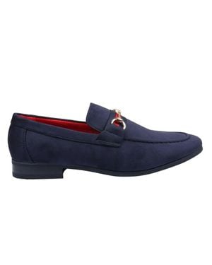 TruClothing Loafers Shoes Suede Leather Lined Slip On Buckle Formal Shoe - Blue