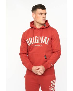 Crosshatch Kensby Overhead Hoodie With Puff Print Branding - Red