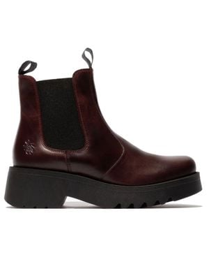 TruClothing Wedge Heel Pull On Leather Chelsea Boots - Brown