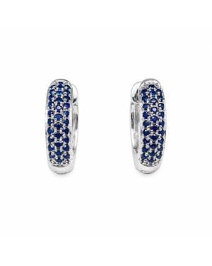 Raina Jewels 14Ct Sapphire Pair Of Hoop Earrings 0.33Ct 4Mm Wide - Blue