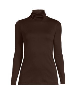 Lands' End Shaped Supima Long Sleeve Roll Neck - Brown