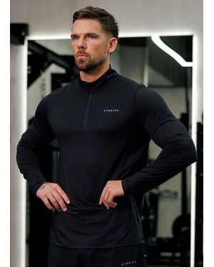 Gym King 1/4 Zip Training Top Muscle Fit Funnel Neck - Blue