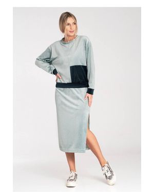 Love Lace Stretch Velvet Round Neck Tracksuit - Multicolour
