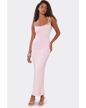 EGO Strappy Slinky Maxi Dress - Pink