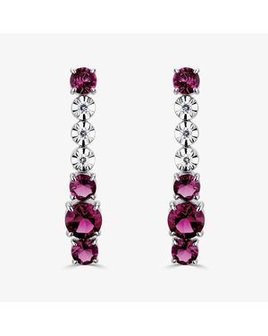 T.H.Baker 18Ct Ruby & Diamond Fancy Dropper Earrings Hse1062(Ru)Pr - Purple