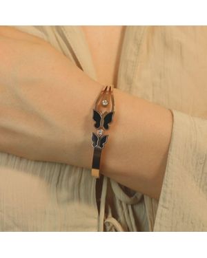 The Colourful Aura Rose Dual Butterfly Slim Magnetic Design Bangle Bracelet - Natural