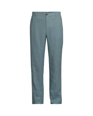 Lands' End Premium Pure Linen Straight Leg Elasticated Waist Trousers - Blue
