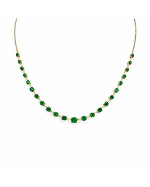 Raina Jewels 14Ct Yellowgold Natural Round Emerald 4-Claw Chain Necklace 17" 2.73Ct - Metallic