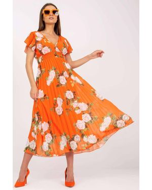 Love Lace Summer Frill Sleeve A Line Dress - Orange