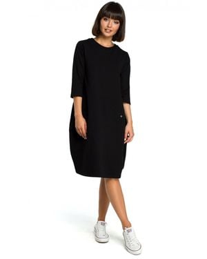 Love Lace Knit Pocket Tunic Dress Comfortable Everyday - Black
