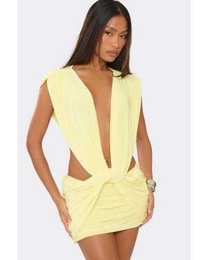 EGO Sleeveless Cut Out Mini Dress - Yellow