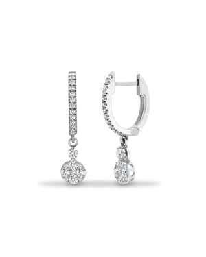 Jewelco London 18Ct 0.5Ct Diamond Disc Cluster Huggie Drop Earrings - White