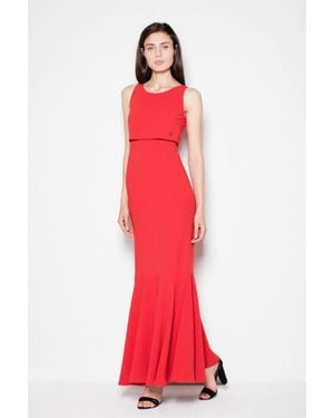Love Lace Simple Long Maxi Dress With Overlay Bodice - Red
