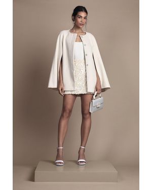 Coast Belted Short Occasion Cape Coat - Brown