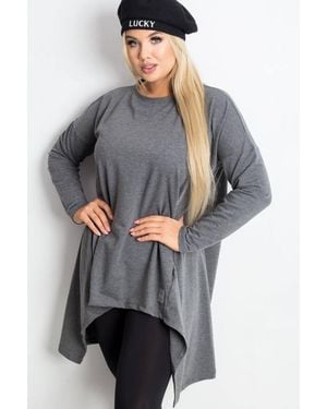Love Lace Plus Size Tunic Asymmetrical Long Sleeve - Grey