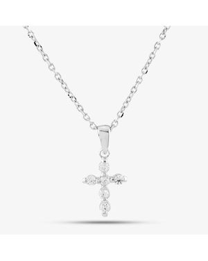T.H.Baker Sterling Cubic Zirconia Cross Pendant P7127 3A - White