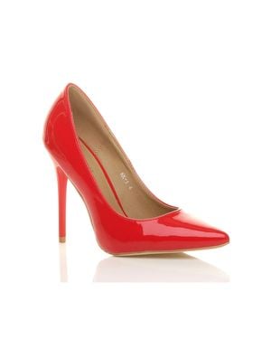 AJVANI High Heel Stiletto Pointed Toe Court Shoes - Red