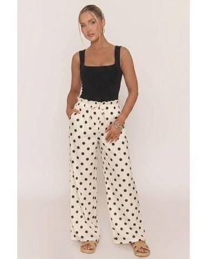 Rebellious Fashion Print Wide Leg Trousers - White