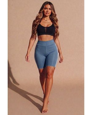 Femme Luxe Sky With High Waist Biker Shorts - Blue