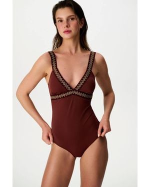 Penti Gracie Deep V-Neck Swimsuit - Red