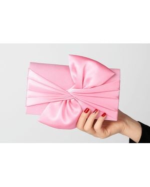 AJVANI Evening Wedding Bridal Satin Prom Party Clutch Shoulder Bag - Pink