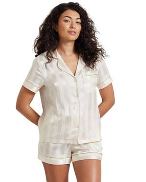 Chelsea Peers Satin Jacquard Short Pyjama Set - White